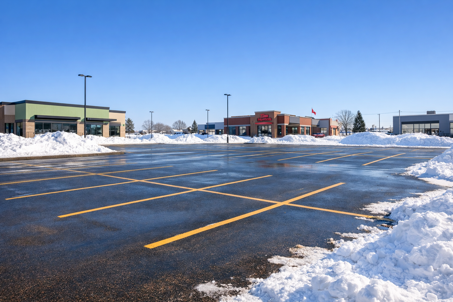 Commercial parking lot cleared
